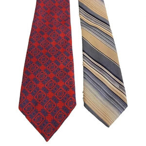 Vintage Mens 70s 80s Tie Lot Colorful Suit Retro Geometric Striped Grandpa